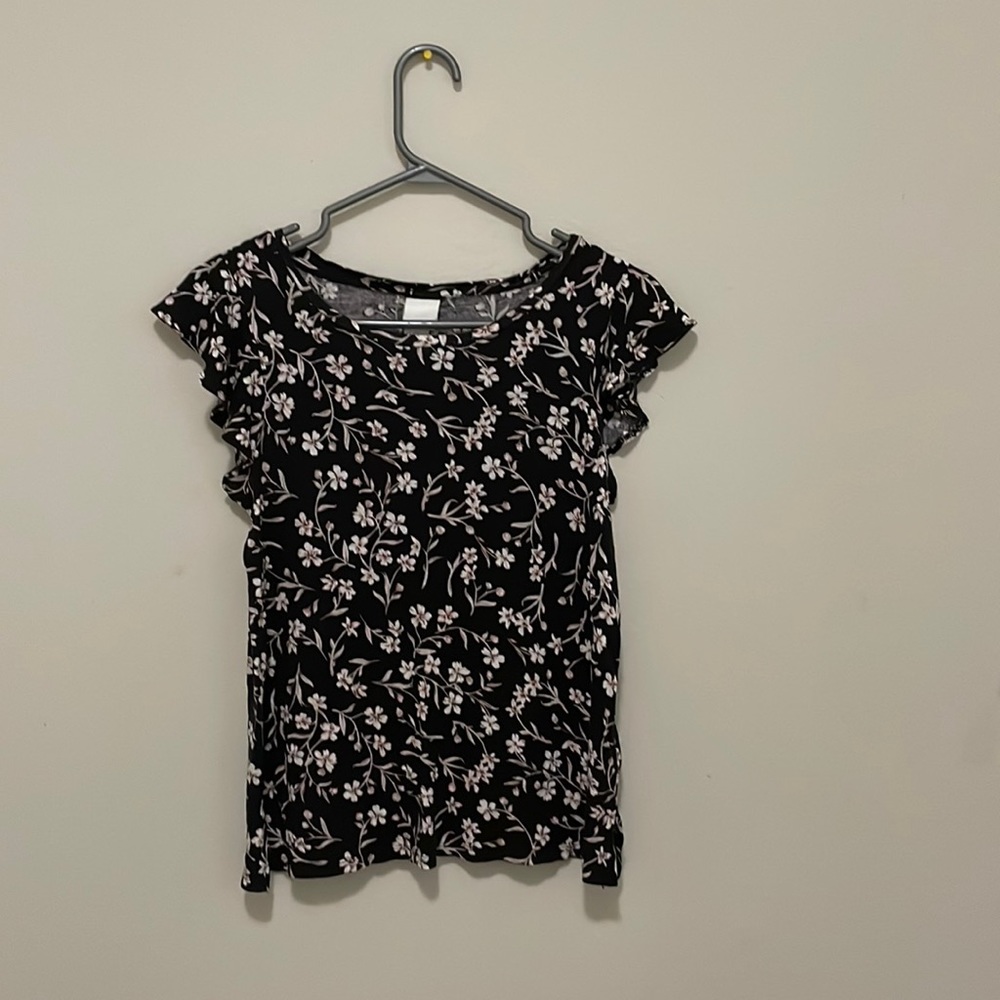 Small H&M Floral Black Shirt